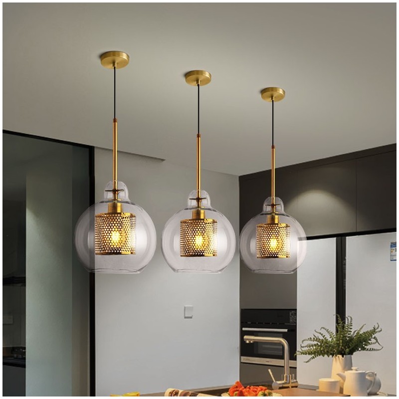 Moderne minimalistische nordische Stil Dekoration Café Glaskugel Einzelkopf Pendelleuchte