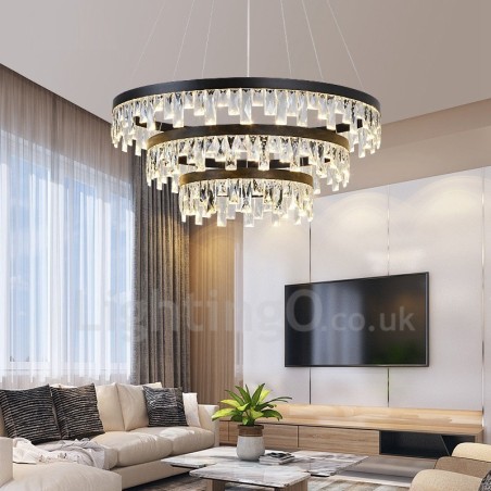 Moderne Pendelleuchte mit Kristallglas im Kreisdesign Moderne Pendelleuchte mit Kristallglas im Kreisdesign