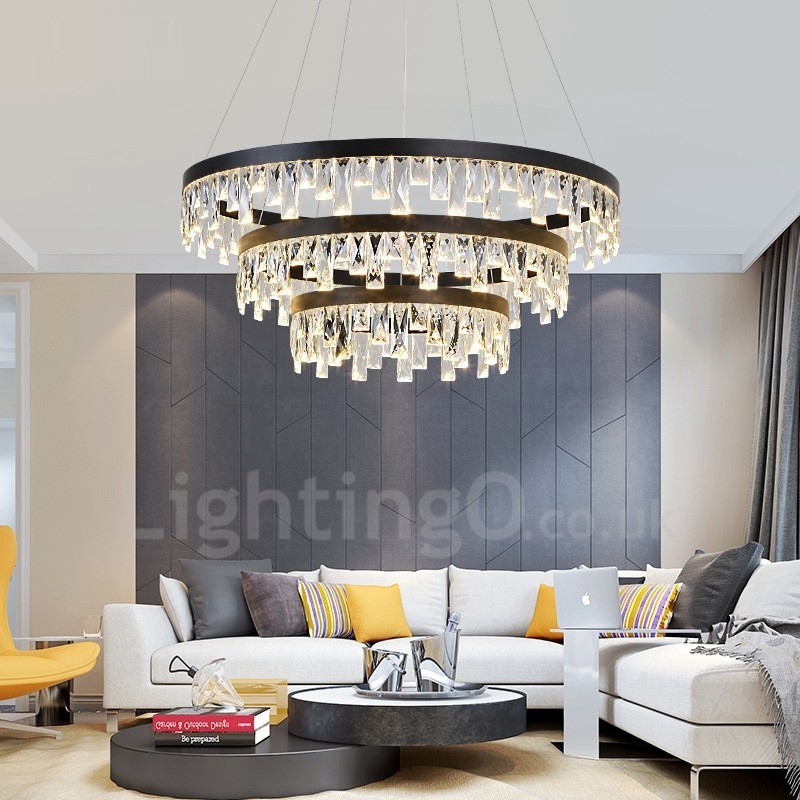 Moderne Pendelleuchte mit Kristallglas im Kreisdesign