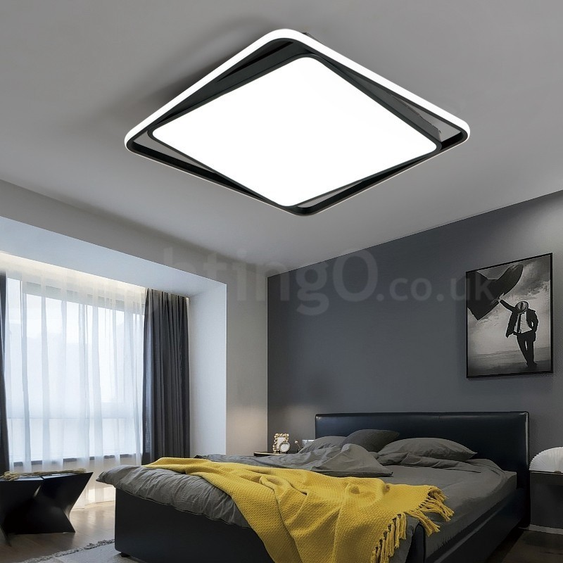 Moderne, exquisite, quadratische Deckenleuchte in Schwarz und Weiß