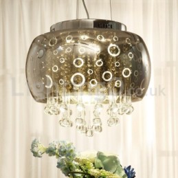 Moderne 40CM Runde Glas Lampe Schatten Kristall Pendelleuchte