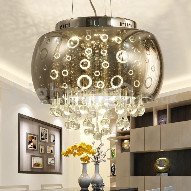 Moderne 40CM Runde Glas Lampe Schatten Kristall Pendelleuchte
