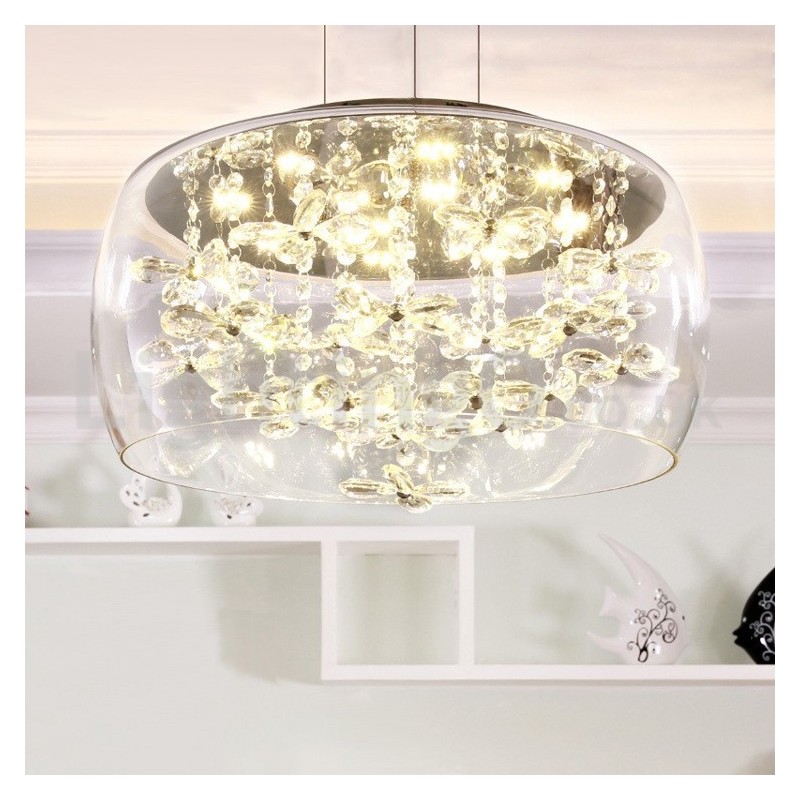 Moderne 40CM 50CM Runde Klarglas Lampe Schatten Kristall Pendelleuchte
