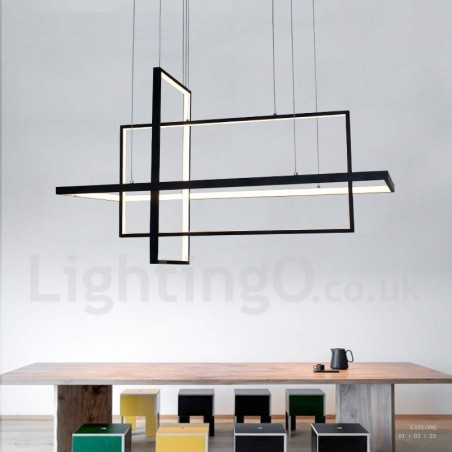 Dimmbare Pendelleuchte mit Fernbedienung Modernes Design Drei Rechtecke Dimmbare Pendelleuchte mit Fernbedienung Modernes Design Drei Rechtecke