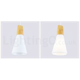 Moderne Pendelleuchte aus Holz mit 1 Licht und 3 Lichtern und Stoffschirm