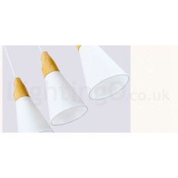 Moderne Pendelleuchte aus Holz mit 1 Licht und 3 Lichtern und Stoffschirm