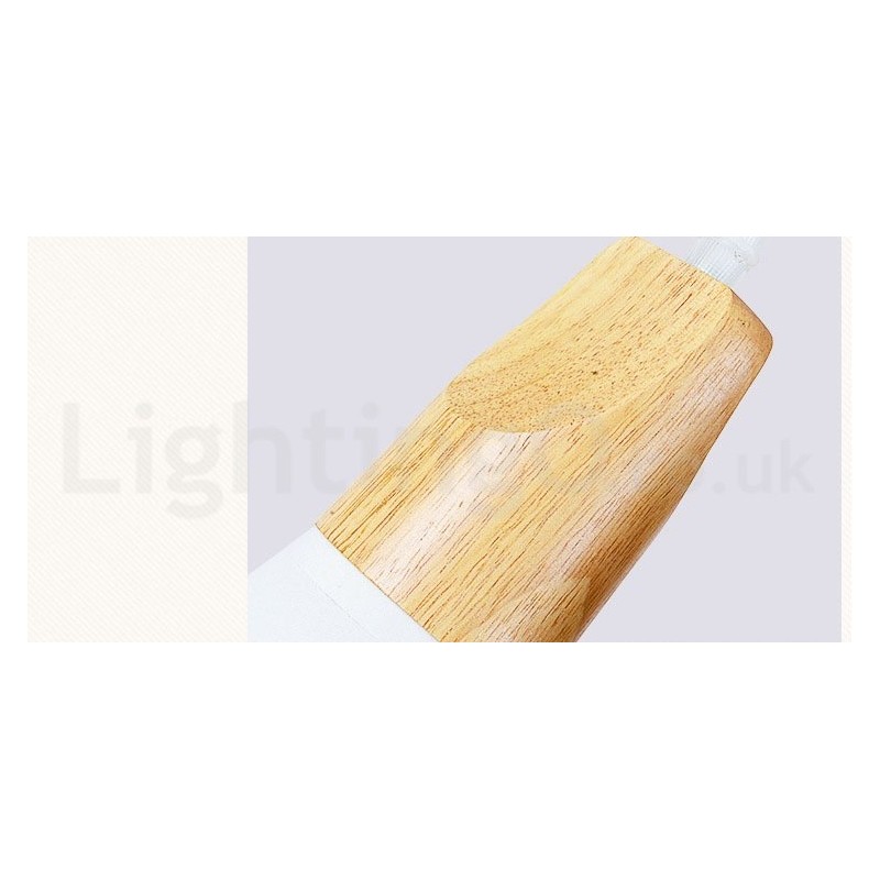 Moderne Pendelleuchte aus Holz mit 1 Licht und 3 Lichtern und Stoffschirm
