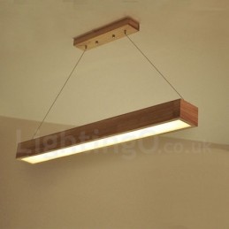 Moderne lange Pendelleuchte aus Holz
