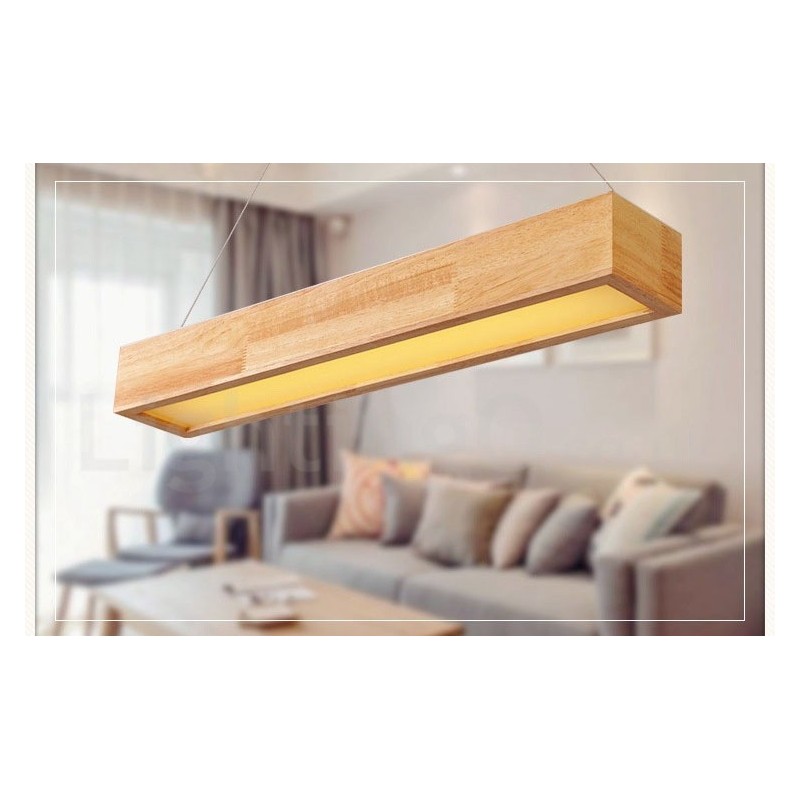 Moderne lange Pendelleuchte aus Holz