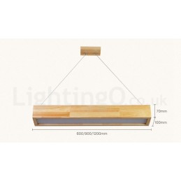 Moderne lange Pendelleuchte aus Holz