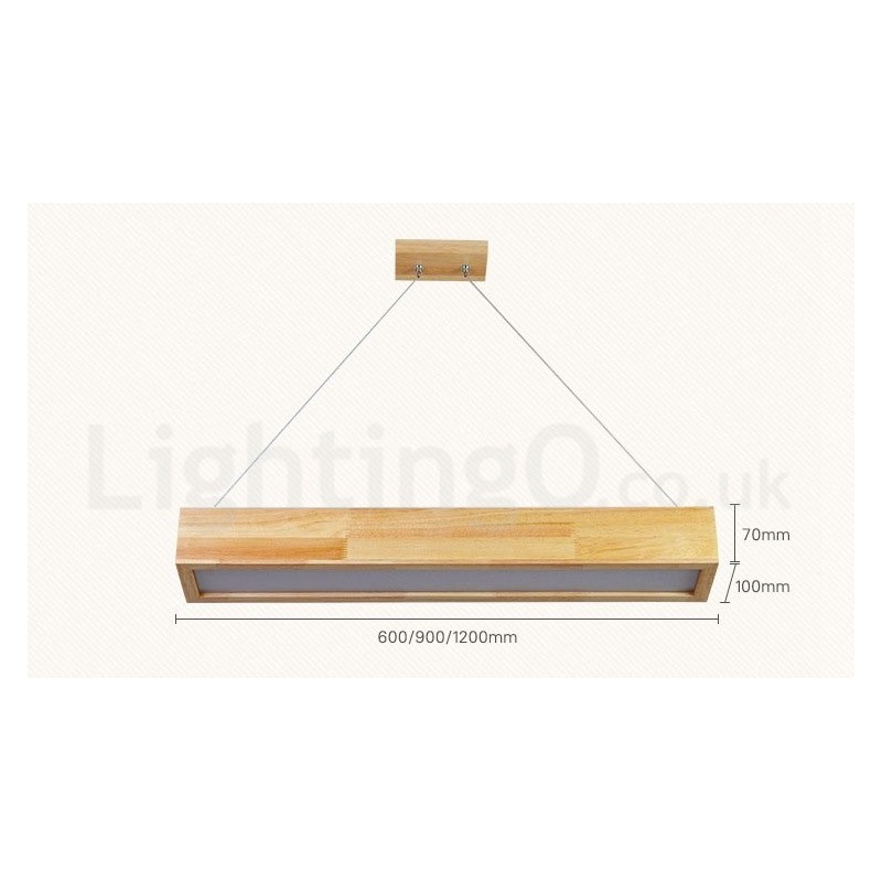 Moderne lange Pendelleuchte aus Holz