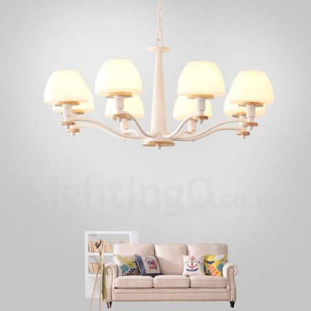 6-flammig 8-flammig Mehrfarbig Macaron Holz Pendelleuchte mit Glasschirmen Kronleuchter Nordischer Stil 6-flammig 8-flammig Mehrfarbig Macaron Holz Pendelleuchte mit Glasschirmen Kronleuchter Nordischer Stil