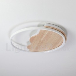 Dimmbare weiße runde Deckenleuchte aus Holz in Wolkenform, ultradünne Deckenlampe, kann auch als Wandleuchte verwendet werden