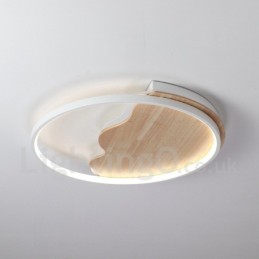 Dimmbare weiße runde Deckenleuchte aus Holz in Wolkenform, ultradünne Deckenlampe, kann auch als Wandleuchte verwendet werden