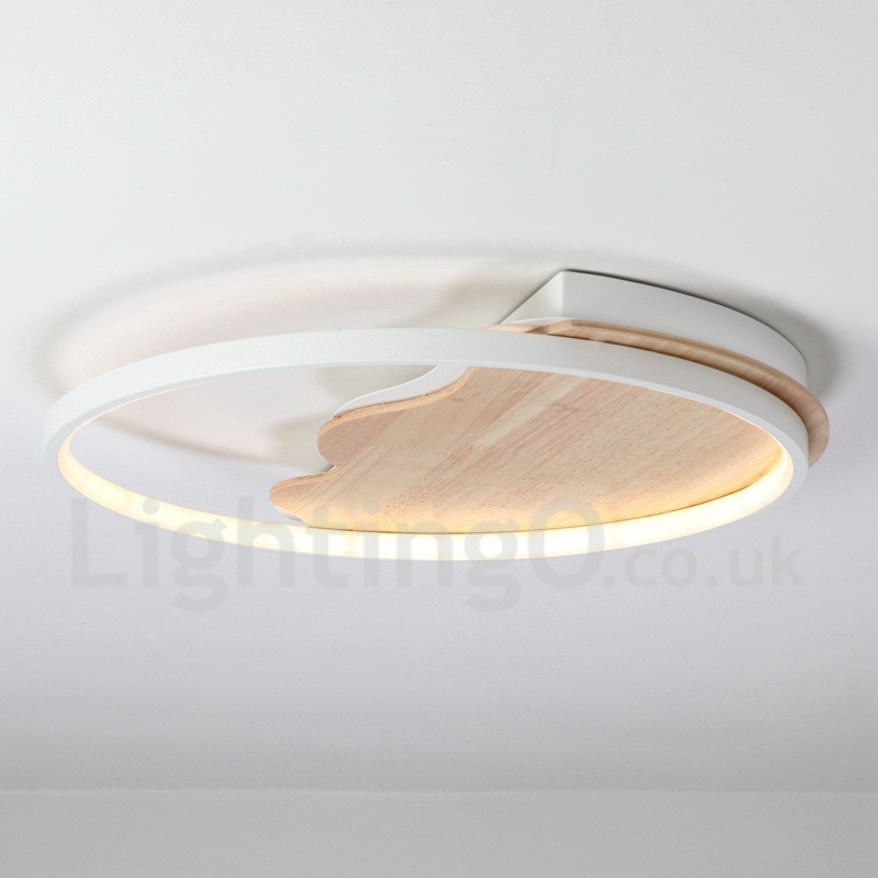 Dimmbare weiße runde Deckenleuchte aus Holz in Wolkenform, ultradünne Deckenlampe, kann auch als Wandleuchte verwendet werden