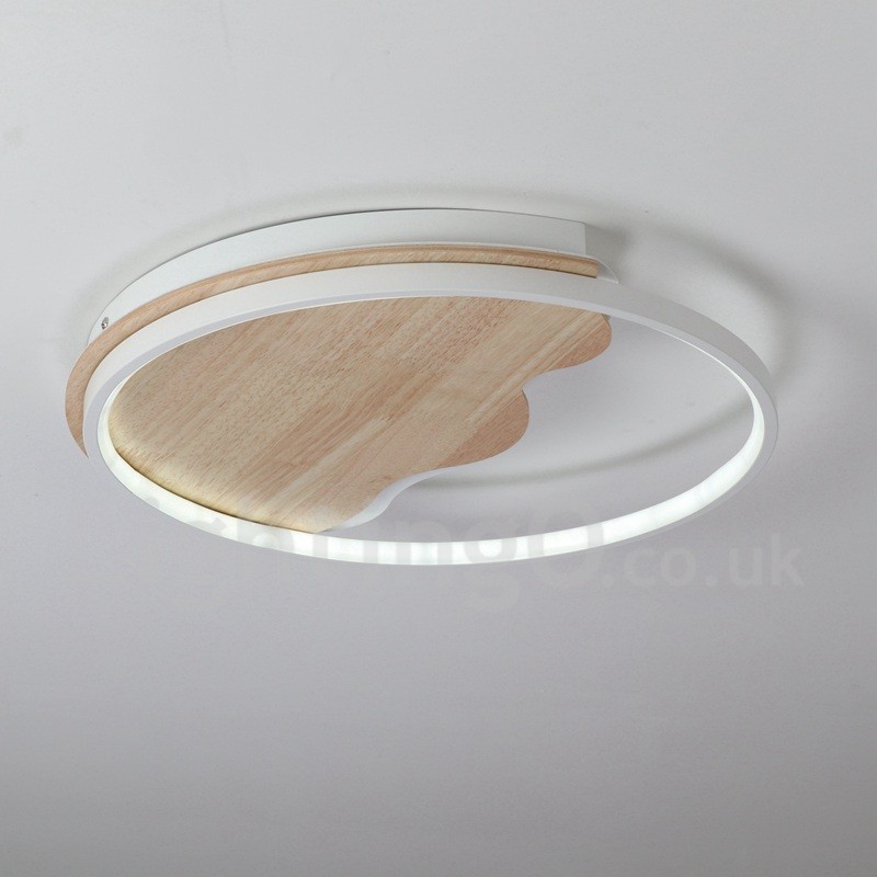Dimmbare weiße runde Deckenleuchte aus Holz in Wolkenform, ultradünne Deckenlampe, kann auch als Wandleuchte verwendet werden