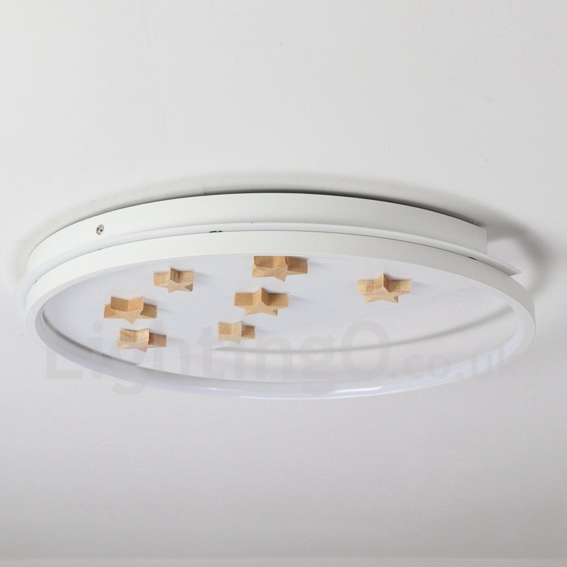 Dimmbare weiße Sterne Runde Holz Deckenleuchte Ultradünne Deckenlampe Kann Auch Als Wandleuchte Verwendet Werden