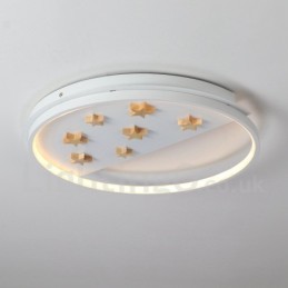 Dimmbare weiße Sterne Runde Holz Deckenleuchte Ultradünne Deckenlampe Kann Auch Als Wandleuchte Verwendet Werden