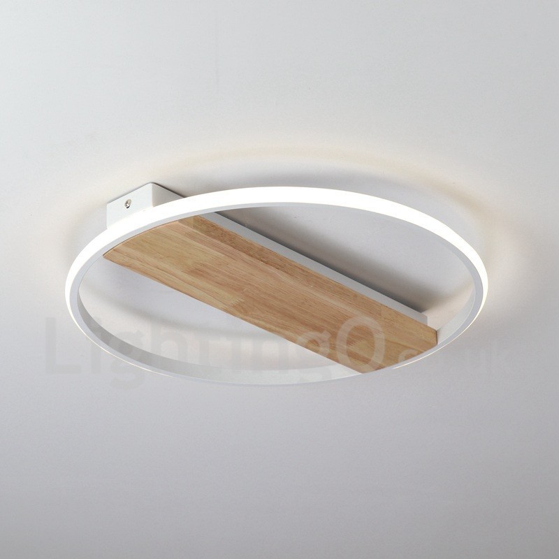 Dimmbare weiße runde Holz-Deckenleuchte, ultradünne Deckenlampe, kann auch als Wandleuchte verwendet werden