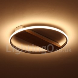 Dimmbare weiße runde Holz-Deckenleuchte, ultradünne Deckenlampe, kann auch als Wandleuchte verwendet werden