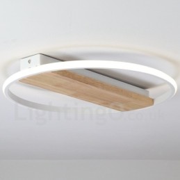 Dimmbare weiße runde Holz-Deckenleuchte, ultradünne Deckenlampe, kann auch als Wandleuchte verwendet werden
