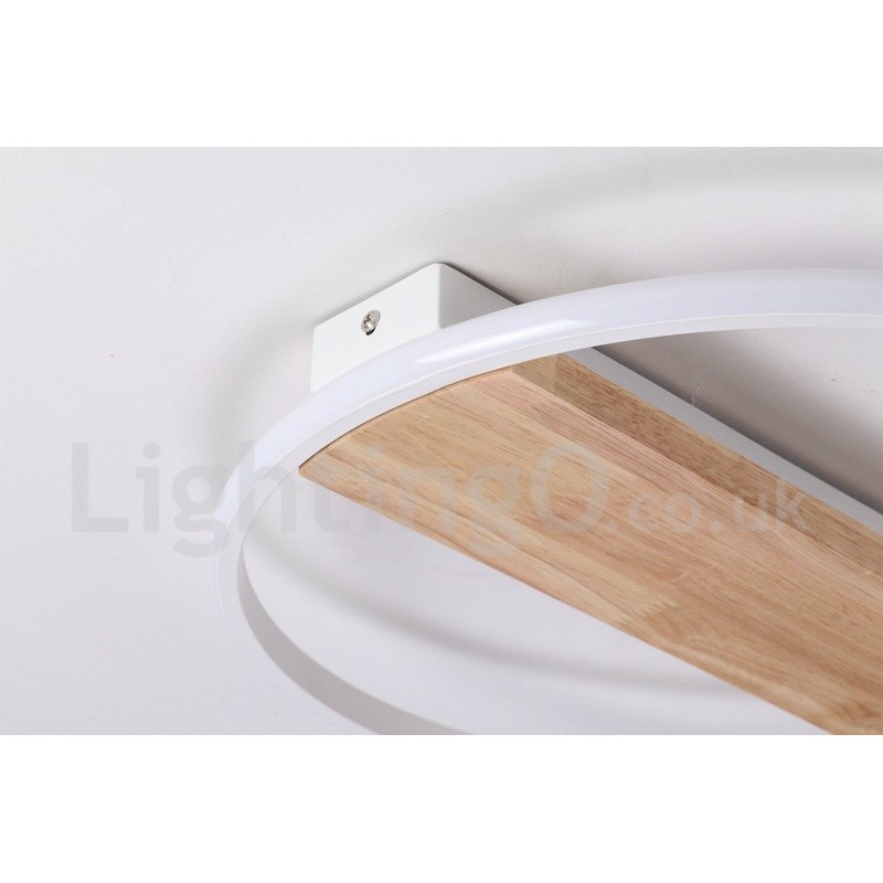 Dimmbare weiße runde Holz-Deckenleuchte, ultradünne Deckenlampe, kann auch als Wandleuchte verwendet werden