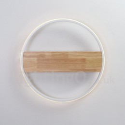Dimmbare weiße runde Holz-Deckenleuchte, ultradünne Deckenlampe, kann auch als Wandleuchte verwendet werden