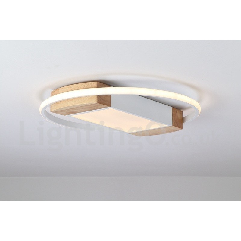 Dimmbare weiße runde Holz-Deckenleuchte, ultradünne Deckenlampe, kann auch als Wandleuchte verwendet werden