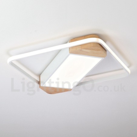 Dimmbare weiße quadratische Holz-Deckenleuchte, ultradünne Deckenlampe, kann auch als Wandleuchte verwendet werden Dimmbare weiße quadratische Holz-Deckenleuchte, ultradünne Deckenlampe, kann auch als Wandleuchte verwendet werden