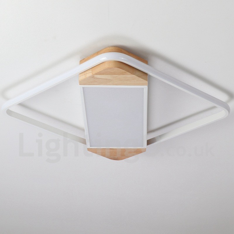 Dimmbare weiße quadratische Holz-Deckenleuchte, ultradünne Deckenlampe, kann auch als Wandleuchte verwendet werden