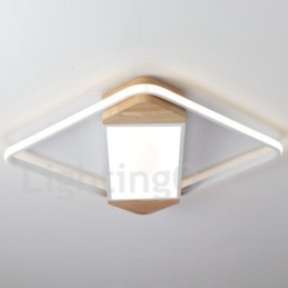 Dimmbare weiße quadratische Holz-Deckenleuchte, ultradünne Deckenlampe, kann auch als Wandleuchte verwendet werden