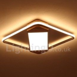 Dimmbare weiße quadratische Holz-Deckenleuchte, ultradünne Deckenlampe, kann auch als Wandleuchte verwendet werden