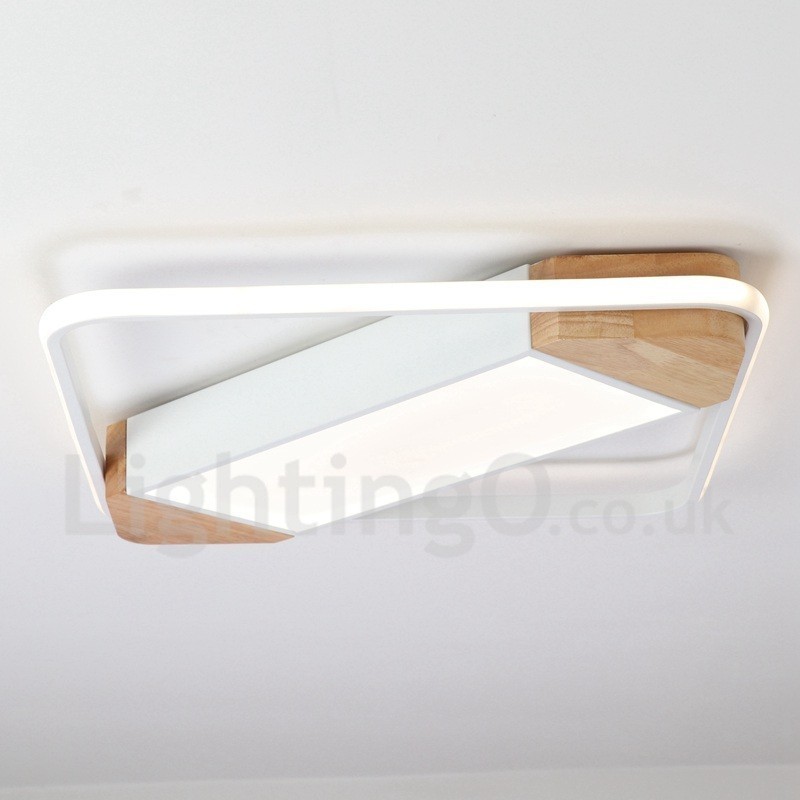Dimmbare weiße quadratische Holz-Deckenleuchte, ultradünne Deckenlampe, kann auch als Wandleuchte verwendet werden
