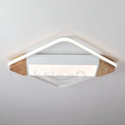 Dimmbare weiße quadratische Holz-Deckenleuchte, ultradünne Deckenlampe, kann auch als Wandleuchte verwendet werden