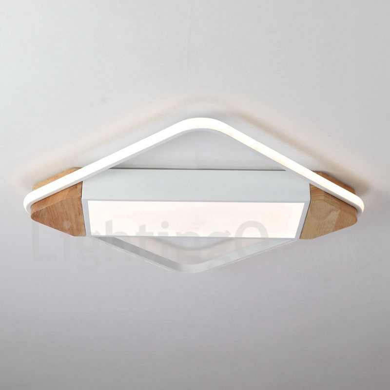 Dimmbare weiße quadratische Holz-Deckenleuchte, ultradünne Deckenlampe, kann auch als Wandleuchte verwendet werden