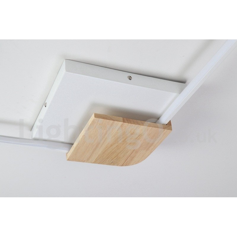 Dimmbare weiße quadratische Holz-Deckenleuchte, ultradünne Deckenlampe, kann auch als Wandleuchte verwendet werden