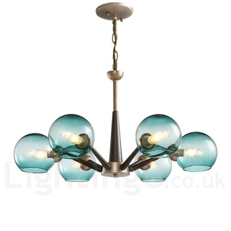 Rustikaler Kronleuchter im Retro-Vintage-Stil „Magic Bean“ mit mehrfarbigen Glasschirmen Rustikaler Kronleuchter im Retro-Vintage-Stil „Magic Bean“ mit mehrfarbigen Glasschirmen