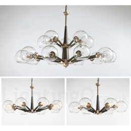 Rustikaler Kronleuchter im Retro-Vintage-Stil „Magic Bean“ mit mehrfarbigen Glasschirmen