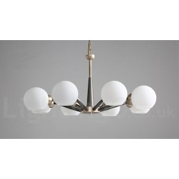 Rustikaler Kronleuchter im Retro-Vintage-Stil „Magic Bean“ mit mehrfarbigen Glasschirmen