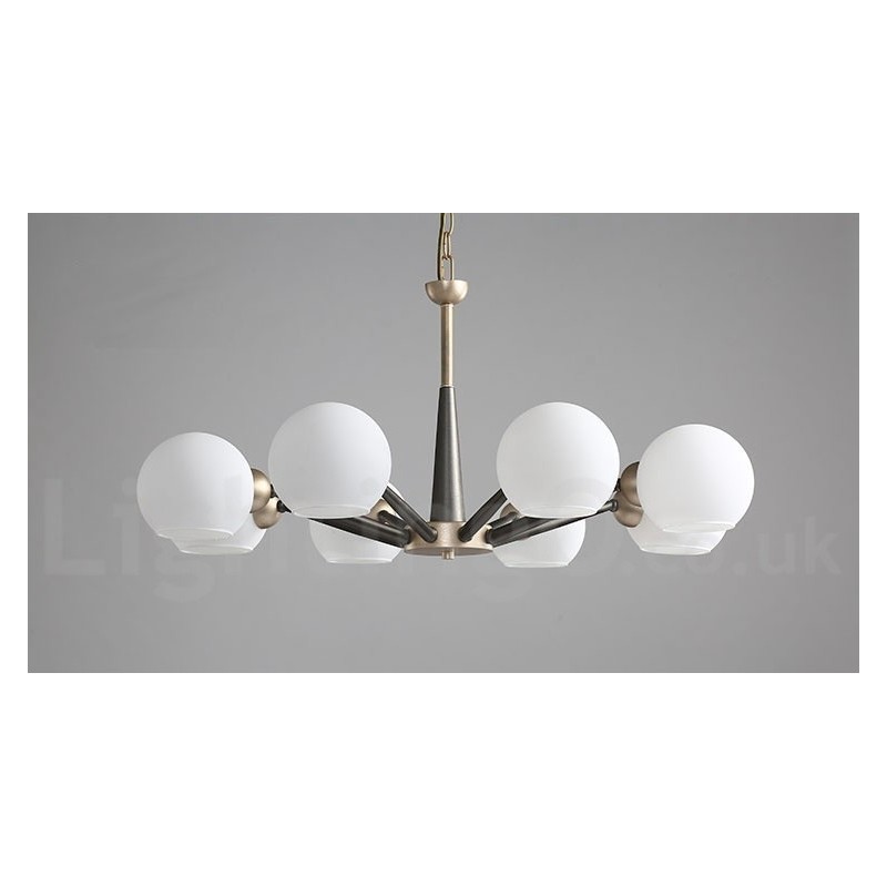 Rustikaler Kronleuchter im Retro-Vintage-Stil „Magic Bean“ mit mehrfarbigen Glasschirmen