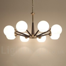 Rustikaler Kronleuchter im Retro-Vintage-Stil „Magic Bean“ mit mehrfarbigen Glasschirmen