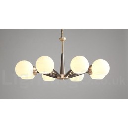 Rustikaler Kronleuchter im Retro-Vintage-Stil „Magic Bean“ mit mehrfarbigen Glasschirmen