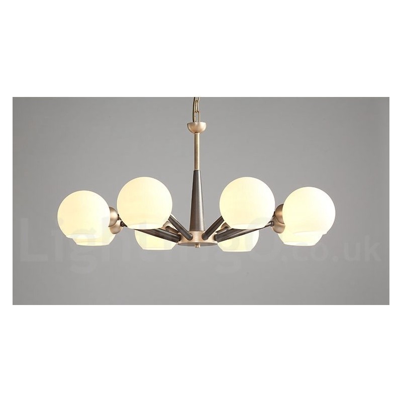 Rustikaler Kronleuchter im Retro-Vintage-Stil „Magic Bean“ mit mehrfarbigen Glasschirmen