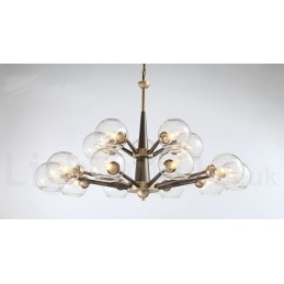 Rustikaler Kronleuchter im Retro-Vintage-Stil „Magic Bean“ mit mehrfarbigen Glasschirmen