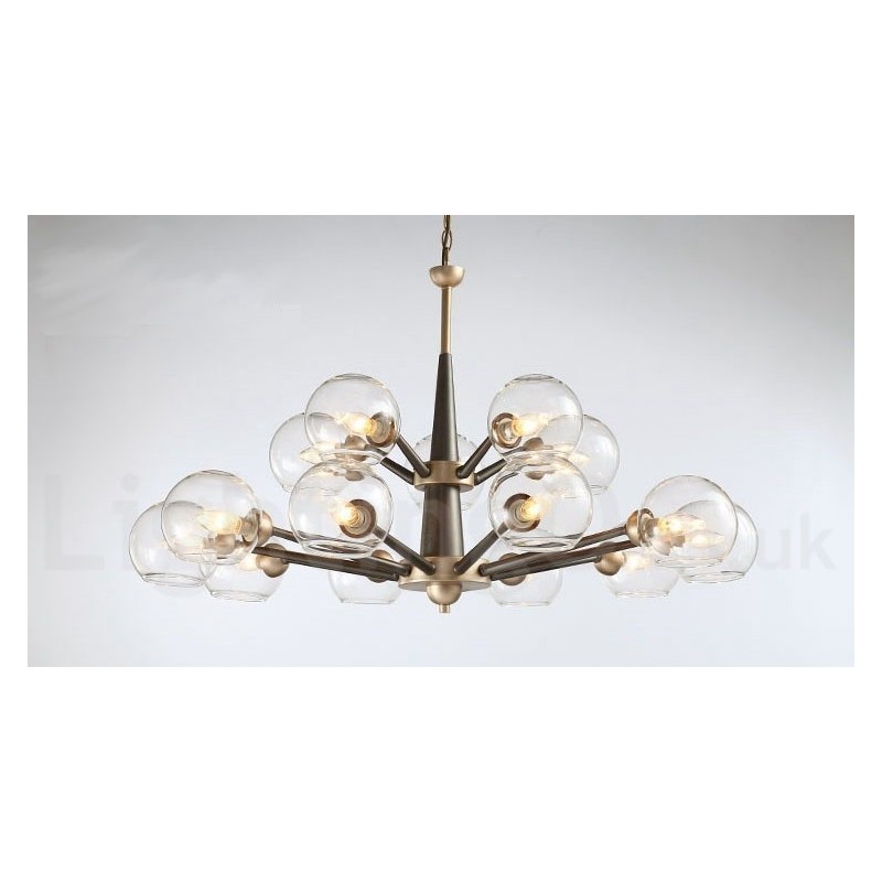 Rustikaler Kronleuchter im Retro-Vintage-Stil „Magic Bean“ mit mehrfarbigen Glasschirmen