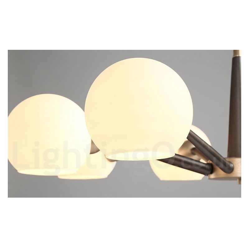 Rustikaler Kronleuchter im Retro-Vintage-Stil „Magic Bean“ mit mehrfarbigen Glasschirmen