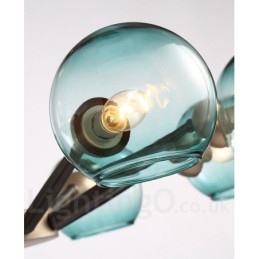 Rustikaler Kronleuchter im Retro-Vintage-Stil „Magic Bean“ mit mehrfarbigen Glasschirmen