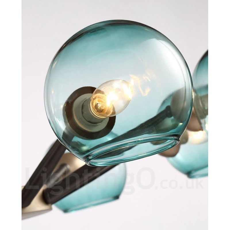 Rustikaler Kronleuchter im Retro-Vintage-Stil „Magic Bean“ mit mehrfarbigen Glasschirmen