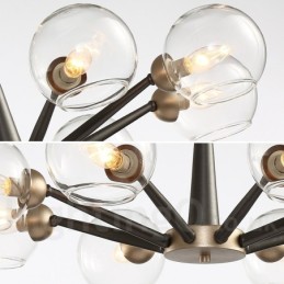 Rustikaler Kronleuchter im Retro-Vintage-Stil „Magic Bean“ mit mehrfarbigen Glasschirmen