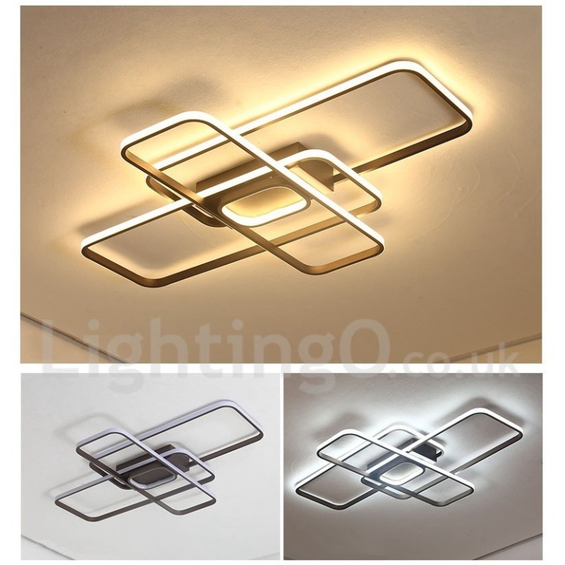 Moderne Deckenleuchte mit zeitgenössischer Aluminium-Malerei, Unterputzleuchte mit Ferndimmer, kann auch als Wandleuchte verwendet werden